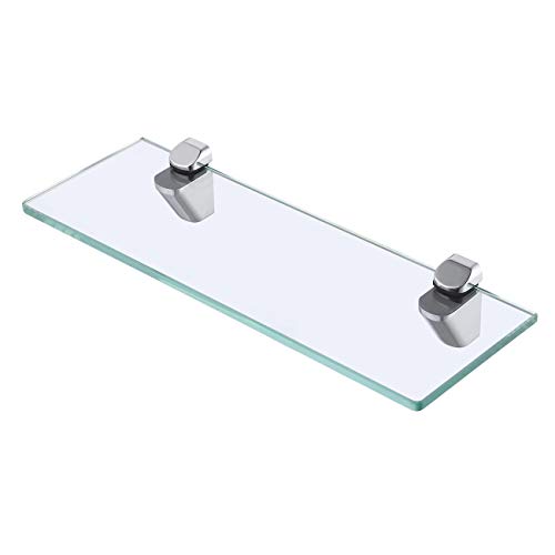 KES Estanteria Baño, Estante de cristal templado de 350 mm y 8 inches de grosor, con acabado cromado soporte para estantería BGS3202S35 KES Estanteria Baño, Estante de cristal templado de 350 mm y 8 inches de grosor, con acabado cromado soporte para estantería BGS3202S35