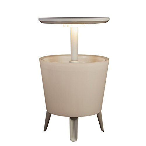 Keter - Mesa nevera para jardín Cool Bar iluminado, Color blanco Keter - Mesa nevera para jardín Cool Bar iluminado, Color blanco