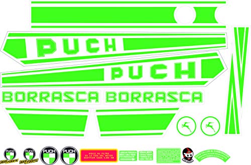 Kit de adhesivos motos clasicas Puch BORRASCA 1ª Serie - Juego Pegatinas Completo - Vinilo para Moto, máxima Calidad.