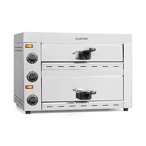 Klarstein Vesuvio II Pro horno para pizzas - 2260 W, 2 cámaras, superficie de horneado de 360 x 330 mm, temperatura de 300 °C, bandeja para migas, acero inoxidable, horno, pan y bollería, plateado Klarstein Vesuvio II Pro horno para pizzas - 2260 W, 2 cámaras, superficie de horneado de 360 x 330 mm, temperatura de 300 °C, bandeja para migas, acero inoxidable, horno, pan y bollería, plateado