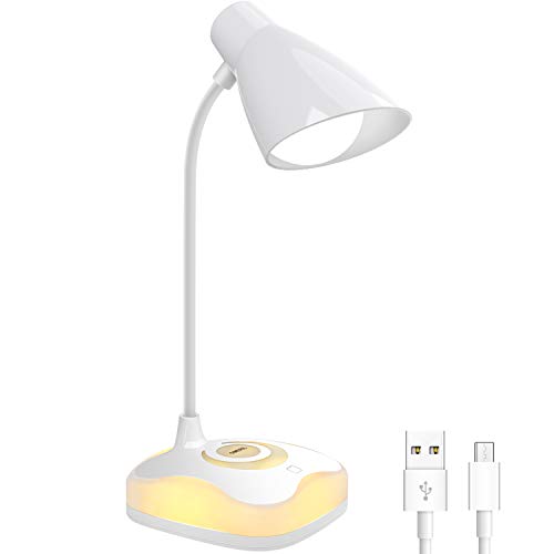 Lámpara Escritorio LED, OMERIL Luz Lectura Recargable USB con Control Táctil, Luz Cálida en la Base y 3 Brillo Regulable, Flexo Escritorio Infantil para Estudio, Lectura, Oficina, Dormitorio, Mesa Lámpara Escritorio LED, OMERIL Luz Lectura Recargable USB con Control Táctil, Luz Cálida en la Base y 3 Brillo Regulable, Flexo Escritorio Infantil para Estudio, Lectura, Oficina, Dormitorio, Mesa