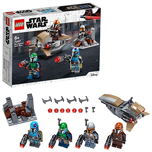 LEGO Star Wars - Pack de Combate: Mandalorianos, Juguete Basado en el Universo de la Guerra de las Galaxias, Incluye un Vehículo Espacial y Armas de Juguete (75267)