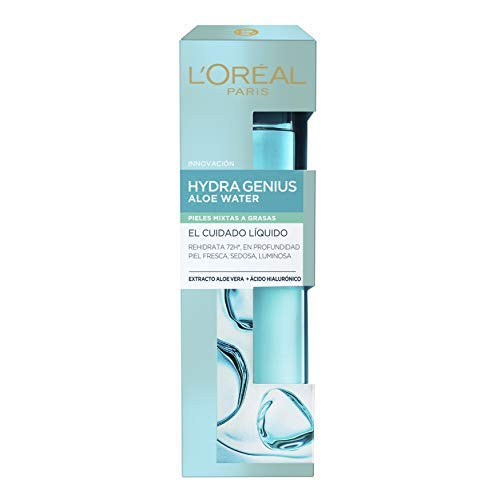 L'Oréal Paris Dermo Expertise Hydra Genius Aloe Vera Cuidado Líquido Facial, Pieles Mixtas a Grasas - 70 ml