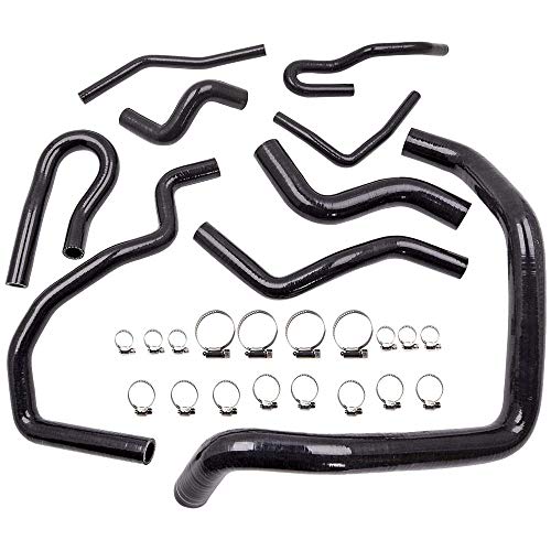 L&U 9-Piece de Silicona refrigerante del radiador Kit de la Manguera Clip para Honda Civic D15 D16 SOHC EG/EK 1992-2000,Negro L&U 9-Piece de Silicona refrigerante del radiador Kit de la Manguera Clip para Honda Civic D15 D16 SOHC EG/EK 1992-2000,Negro