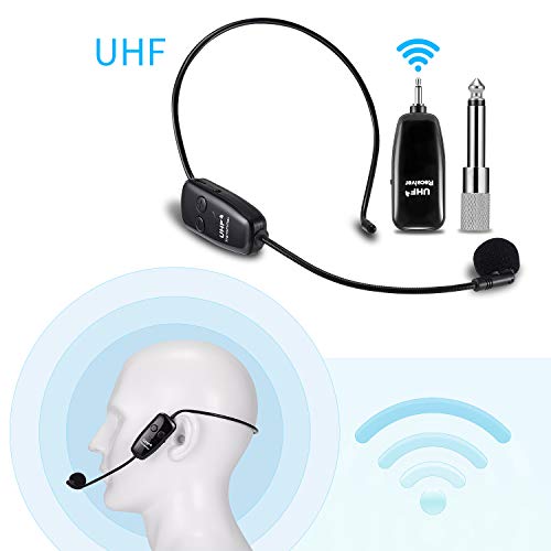 Micrófono inalámbrico con auriculares 2 en 1, EXJOY del micrófono inalámbrico UHF de 60 m con transmisión estable, para amplificador de voz, para conferencia/escenario/enseñanza/guía/turismo Micrófono inalámbrico con auriculares 2 en 1, EXJOY del micrófono inalámbrico UHF de 60 m con transmisión estable, para amplificador de voz, para conferencia/escenario/enseñanza/guía/turismo