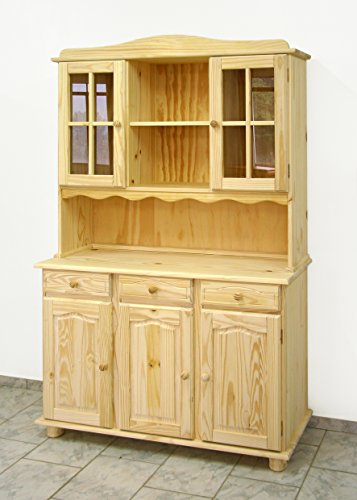 Moblit Alacena 3 Puertas, Sin Barnizar 197x130x42, realizada en Madera Maciza de Pino, Decorala tu Mismo a tu Gusto