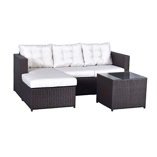MOMMA HOME Conjunto Muebles de Jardín Ratán | Muebles para terraza/Exterior | Set de Ratán Sintético | Modelo MYKO Color Marrón | Sofá + Mesita Auxiliar MOMMA HOME Conjunto Muebles de Jardín Ratán | Muebles para terraza/Exterior | Set de Ratán Sintético | Modelo MYKO Color Marrón | Sofá + Mesita Auxiliar