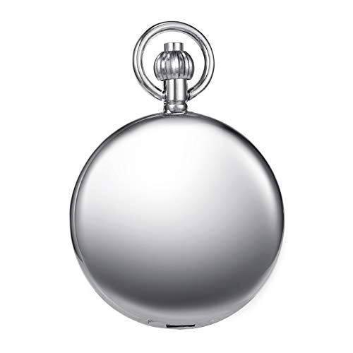 MORFONG - Reloj de Bolsillo para Hombre y Mujer con Cadena de Plata Antigua, mecánica con Cuerda de Mano, Esqueleto y números Romanos MORFONG - Reloj de Bolsillo para Hombre y Mujer con Cadena de Plata Antigua, mecánica con Cuerda de Mano, Esqueleto y números Romanos
