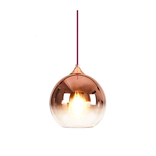 MZStech Lámpara colgante esférica de color degradado, lámpara de cristal moderna basada en bombillas E27 (Oro rosa, 20CM)