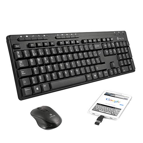 NGS Epsilon Kit - Teclado inalámbrico 2.4Ghz + Ratón y Adaptador OTG. Color Negro NGS Epsilon Kit - Teclado inalámbrico 2.4Ghz + Ratón y Adaptador OTG. Color Negro
