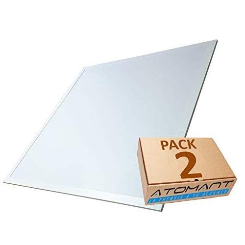 Pack 2x Luminaria Panel LED 60x60 cm, 40W Ultrafino. Color Blanco Frio (6500K). Idoneo Techo Modular. 3200 Lumenes. A++