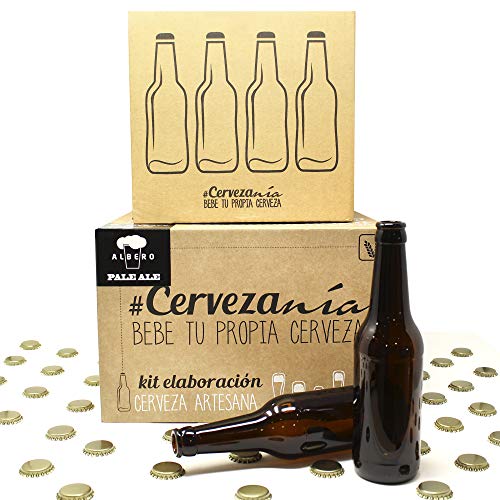 Pack completo para elaborar cerveza en casa | Kit Pale Ale y 16 Botellines con 100 chapas | Kit todo grano | Lúpulo fresco Pack completo para elaborar cerveza en casa | Kit Pale Ale y 16 Botellines con 100 chapas | Kit todo grano | Lúpulo fresco