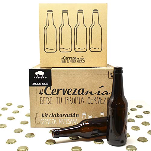 Pack completo para elaborar cerveza en casa | Kit Pale Ale y 16 Botellines con 100 chapas | Kit todo grano | Lúpulo fresco