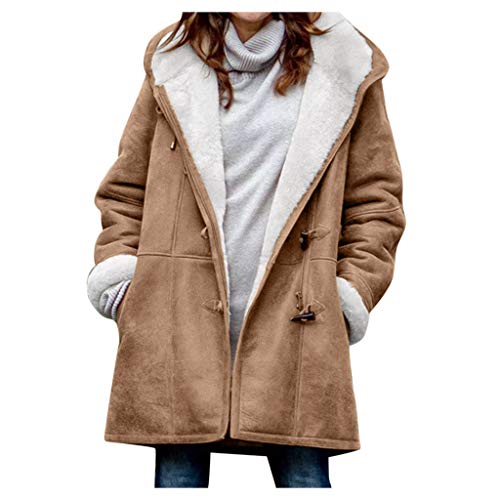 PAOLIAN Abrigo de Mujer Invierno Largo Acolchado Tallas Grandes Chaquetas de Mujer con Capucha Trenka Parka Lana Sintética Frio Primavera Chaquetón Elegantes Cuello Mapache