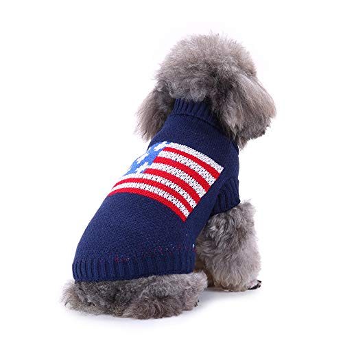 Pet Cat Dog Sweater, Warm Dog Jumpers Ropa de Gato, Fleece Pet Coat for Puppy Small Medium Large Dog, EE. UU. Jersey de Bandera Nacional, XXL