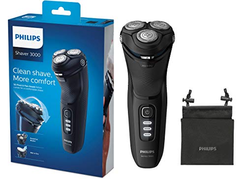 Philips Serie 3000 S3233/52 - Afeitadora eléctrica, cabezales pivotantes y flexibles 5D, cortapatillas desplegable para bigote y patillas, seco o húmedo, 60 min de afeitado, incluye funda de viaje Philips Serie 3000 S3233/52 - Afeitadora eléctrica, cabezales pivotantes y flexibles 5D, cortapatillas desplegable para bigote y patillas, seco o húmedo, 60 min de afeitado, incluye funda de viaje