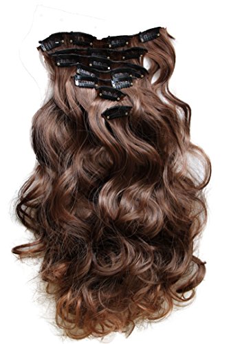 PRETTYSHOP XL Set 7 piezas SET Clip en extensiones La extensión del pelo Un postizo resistente al calor corrugado mezclar marrón # 4T30 CE9-1 PRETTYSHOP XL Set 7 piezas SET Clip en extensiones La extensión del pelo Un postizo resistente al calor corrugado mezclar marrón # 4T30 CE9-1