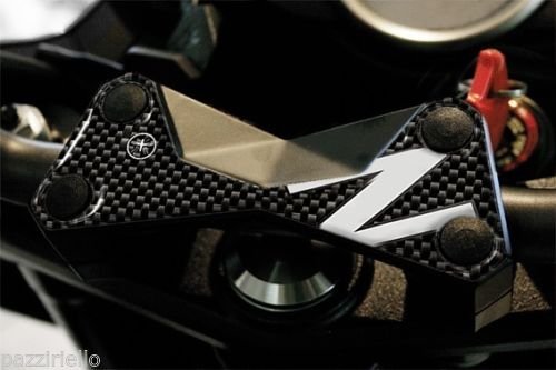 Protección 3D Placa Horquilla Compatible para Moto Kawasaki Z750 Z1000 - Carbono Blanco