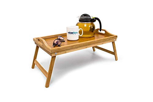 Relaxdays 10012858 Bandeja para Cama de bambú, mesita con Patas Plegables, Natural, 50x30x23 cm Relaxdays 10012858 Bandeja para Cama de bambú, mesita con Patas Plegables, Natural, 50x30x23 cm