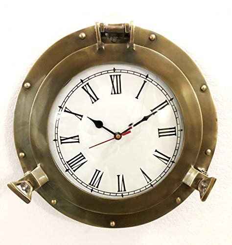 Reloj de pared náutico antiguo de latón marino con diseño de ojo de buque, para decoración del hogar
