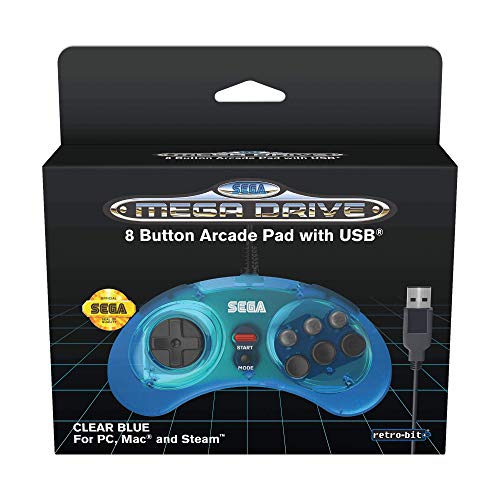 Retro-Bit Official SEGA Mega Drive 8-button Arcade USB Pad Blue [Importación inglesa]