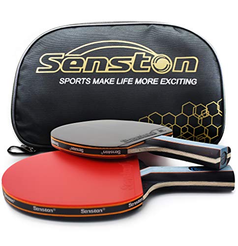 Senston ITTF Set Di Mazze Da Racchetta Da Ping Pong, Paddle Da Ping Pong con 2 Pipistrelli (Manico Lungo)