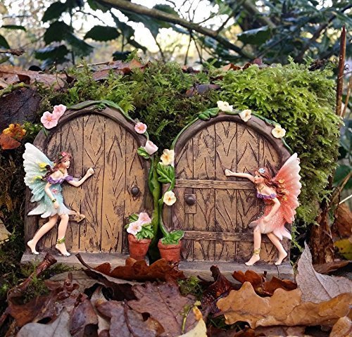 Set of 2 Sparkle Fairy Door Garden Home Ornament