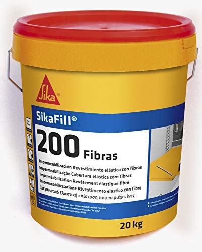 Sikafill-200 Fibras, Pintura elástica con fibras para impermeabilización, Gris, 20kg