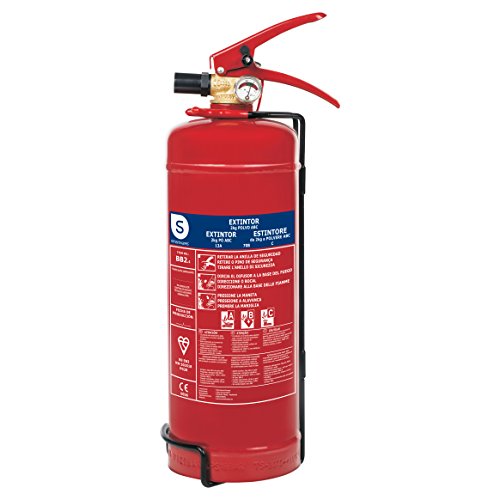 Smartwares FEX-15122 Extintor de Polvo seco, capacidad 2 kg, resistencia al fuego ABC (13A, 70B, C), incluye soporte para pared, certificado BSI Smartwares FEX-15122 Extintor de Polvo seco, capacidad 2 kg, resistencia al fuego ABC (13A, 70B, C), incluye soporte para pared, certificado BSI
