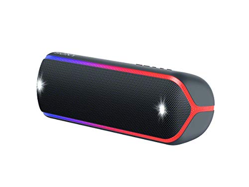 Sony SRS-XB32B - Altavoz inalámbrico portátil (Bluetooth, Extra Bass, diseño portátil, batería hasta 12h, Sonido Live Sound, Party Booster, Luces, Resistente al Agua y Polvo IP67) Negro