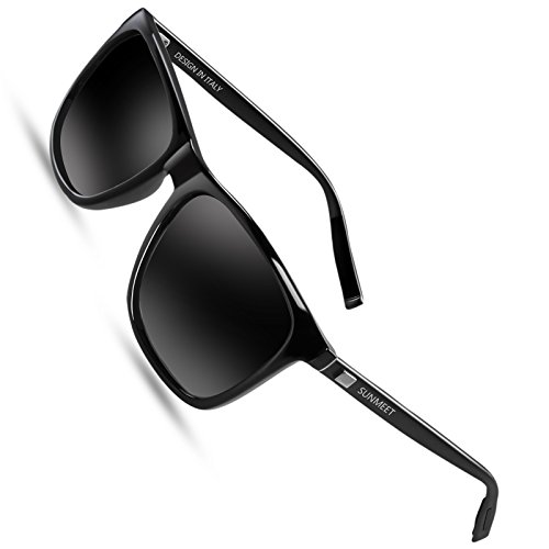 Sunmeet Gafas de sol Hombre Polarizadas Clásico Retro Gafas de sol para Hombre UV400 Protection S1001(Negro/Negro)