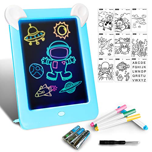 Tableta de Dibujo Pizarra 3D Mágico con Luces LED Educativo Infantil Dibujo & Marco de Fotos Regalos Juguetes para Niños