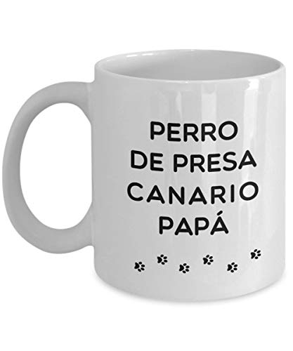 Taza de café divertida – Mejor Perro De Presa Canario para papá, regalo único para perros papá, 11 onzas, color blanco