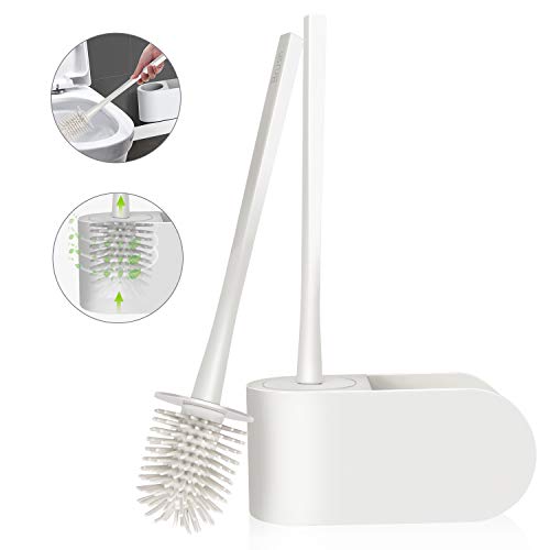 Tencoz Escobilla de baño y Soporte, WC Cepillo para Inodoro Cepillo de Silicona Suave con Soporte de Secado rápido escobilla de baño WC Limpieza Profunda para Inodoro Tencoz Escobilla de baño y Soporte, WC Cepillo para Inodoro Cepillo de Silicona Suave con Soporte de Secado rápido escobilla de baño WC Limpieza Profunda para Inodoro