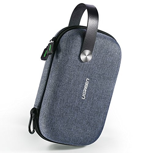 UGREEN Funda Organizador de Viajes, Bolsa Rígida Impermeable con Mosquetón y Asa de Transporte, Bolsa para Accesorios Electronicos, Cargadores, USB Cable, Ratón, Powerbank, SD Card, Disco Duro Externo