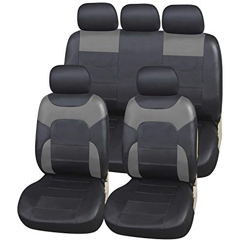 Upgrade4cars Fundas Asiento Poli-Piel Coche Gris Negro | Funda Asientos para Delanteros & Traseros | Accesorios Coches Interior Decoracion Upgrade4cars Fundas Asiento Poli-Piel Coche Gris Negro | Funda Asientos para Delanteros & Traseros | Accesorios Coches Interior Decoracion