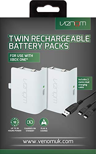 Venom - Twin Rechargable Battery Packs Con Cubiertas - Blanco (Xbox One) Venom - Twin Rechargable Battery Packs Con Cubiertas - Blanco (Xbox One)