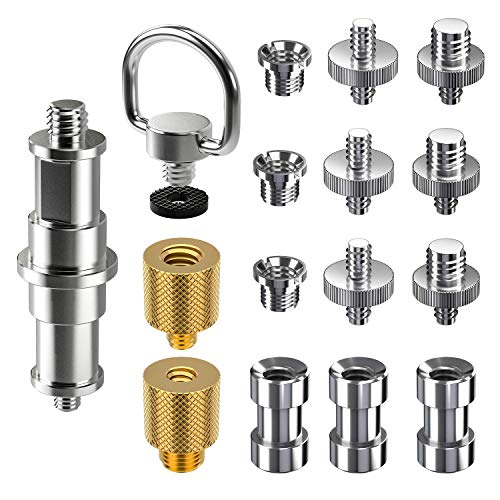 Ventvinal 1/4 a 3/8 Tornillo Adaptadores de Rosca, 16 Piezas de Tornillos Convertidores Adaptadores para Camara, Trípodes, Placas de Abrazadera de Liberación, Rig de Hombro, Soporte de Luz, Monopod