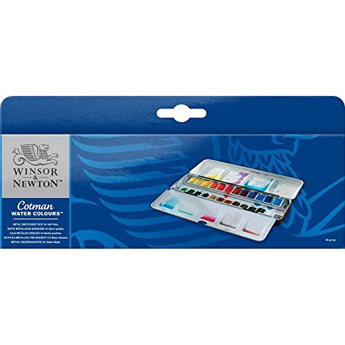 Winsor & Newton - Acuarela Cotman - Caja metálica 24 medio godets