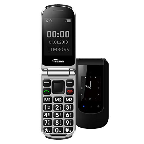 YINGTAI T09 Teléfono Móvil de Tapa con Teclas Grandes para Mayores con SOS Botones YINGTAI T09 Teléfono Móvil de Tapa con Teclas Grandes para Mayores con SOS Botones