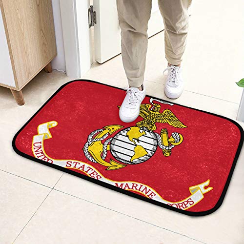 Alfombras de área de suelo Bandera de Estados Unidos Cuerpo de marines Fuerzas armadas militares Alfombra para piso de baño 23.6x15.7 pulgadas （60x40cm） microfibra Lavable para jardín Oficina Cocina