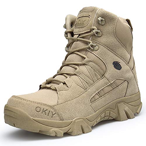 AONEGOLD Hombres Botas de Senderismo Zapatos de Trekking Botas Tácticas Transpirables Militar Senderismo Zapatos Botas de Invierno(Caqui,39 EU)