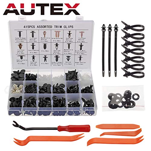 AUTEX 415 pcs remaches de plástico Clips para fijación Universal de nylon negro Remache de plástico con Herramienta de Desmontar AUTEX 415 pcs remaches de plástico Clips para fijación Universal de nylon negro Remache de plástico con Herramienta de Desmontar