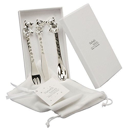 Baby Christening Silverplated 3 Piece Cutlery Set - Knife Fork & Spoon