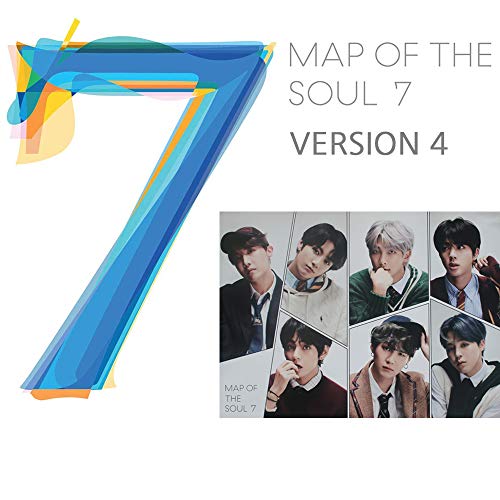 BANGTAN BOYS Map of The Soul : 7 BTS Album PreOrder (versión 4) CD + póster Oficial, Libro de Fotos, Libro de líricos, Mini Libro, Tarjeta Postal, Papel para Colorear + Pegatina
