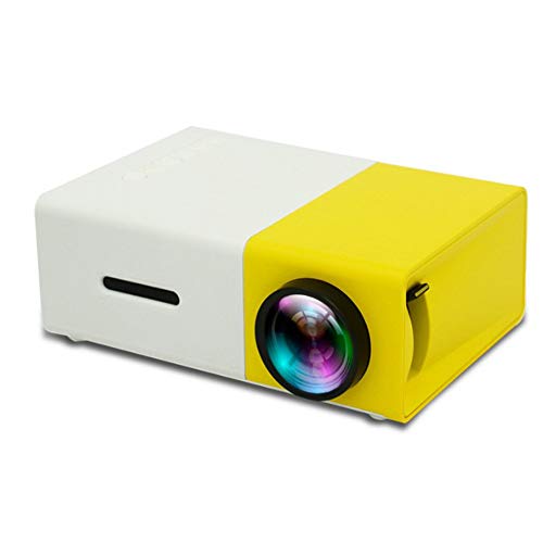 BESTSUGER Proyector de vídeo HD, proyectores de Diapositivas, 1080P portátil Mini proyector 400 lúmenes, Compatible con TV HDMI VGA USB AV portátil Smartphone,Yellow