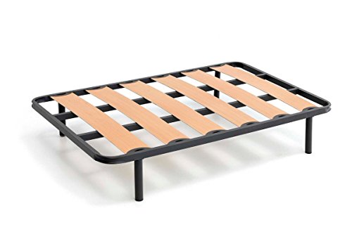 Bonitex - Somier + 4 patas cilindricas 135x190cm: BALDA ANCHA, TUBO ACERO 40x30MM, REFUERZO CENTRAL, Láminas de chopo-flex Bonitex - Somier + 4 patas cilindricas 135x190cm: BALDA ANCHA, TUBO ACERO 40x30MM, REFUERZO CENTRAL, Láminas de chopo-flex