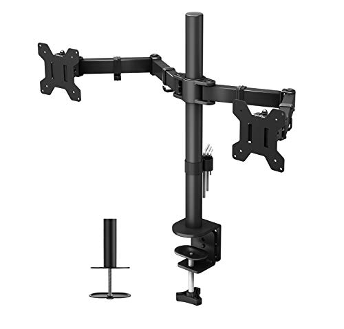 BONTEC Soporte Doble para Monitores y La Base Ajustable de Brazo de Escritorio de Las Pantallas de Monitor de TV, LCD y computadora de13”-27”