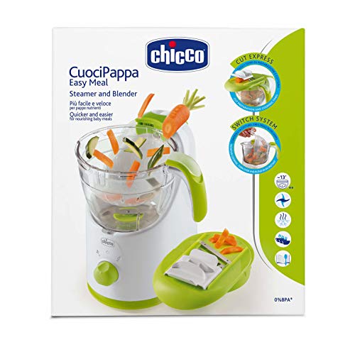 Chicco Easy Meal - Robot de cocina que ralla, cocina al vapor, tritura, descongela y calienta