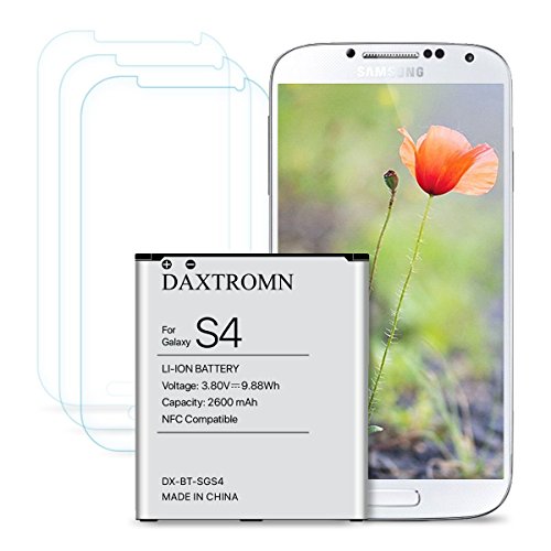DAXTRON Batería para samsung s4 2600mAh, Con NFC /Google Wallet /protector de pantalla, Batería para Samsung Galaxy S4 I9500, I9505 LTE, I545 (Verizon), M919 (T-Mobile), I337 (AT&T), L720 (Sprint)